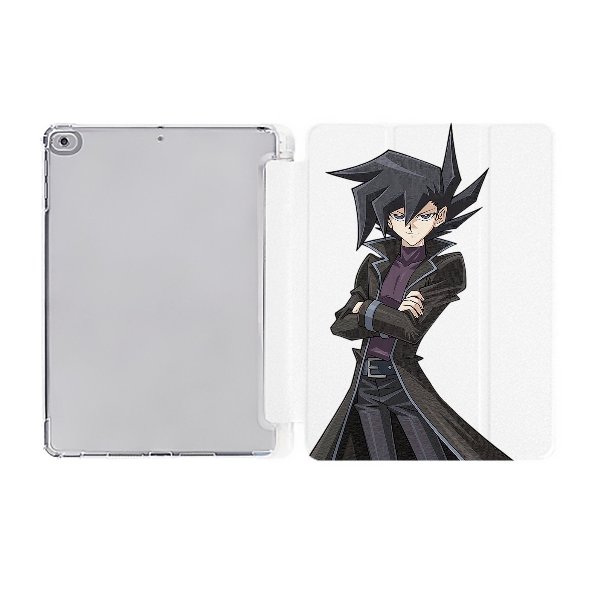 （画像用） 遊☆戯☆王 Yu-Gi-Oh! IPad ケース ペン収納付き 三つ折りスタンド PUレザー×シリコン 対応機種9.5/10.5/10.9インチ